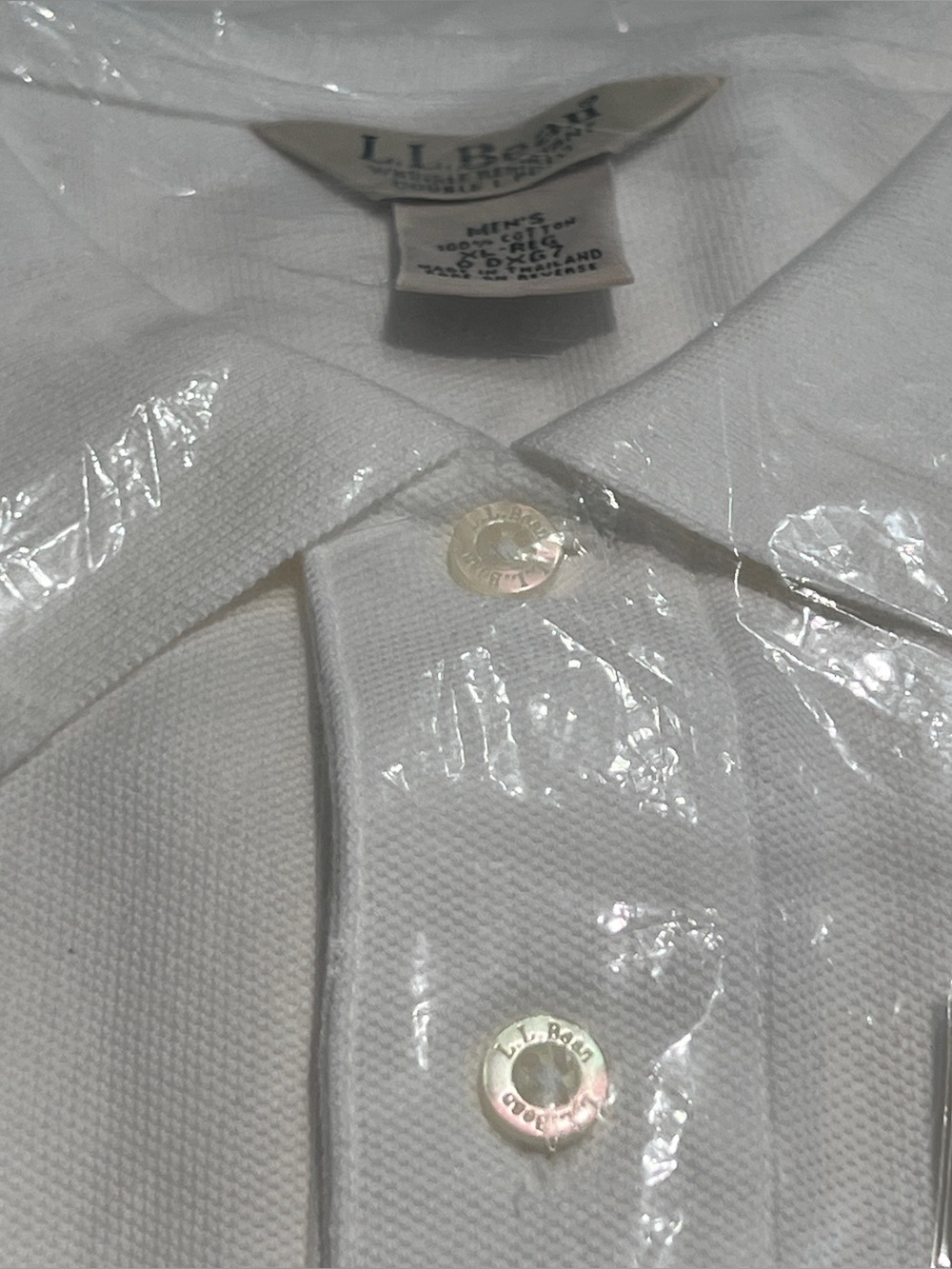 L.L. BEAN MEN’S POLO SHIRT WHITE COTTON SHORT SLEEVE